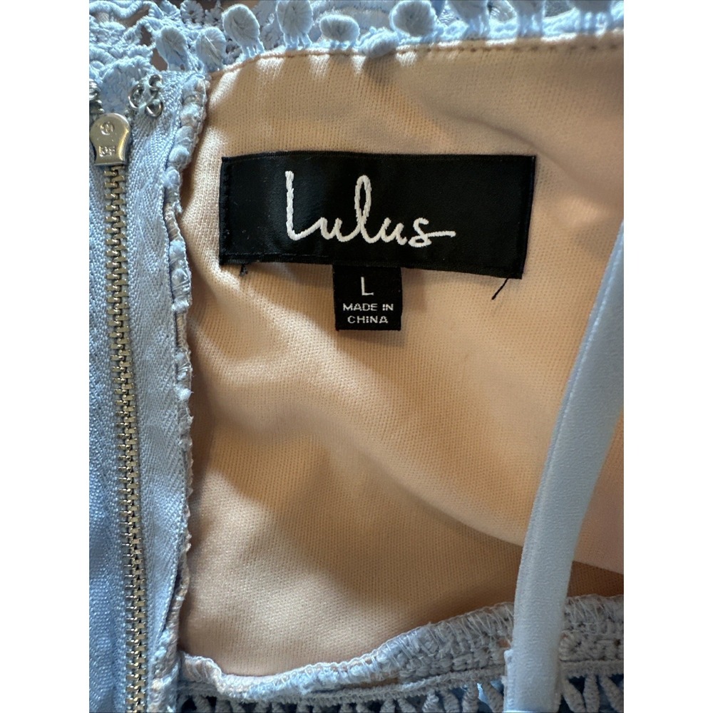 Lulu's Blue Tiered Mini Eyelet Ballet Beachy Romantic Dainty Soft Girl Sz Large - Picture 7 of 8
